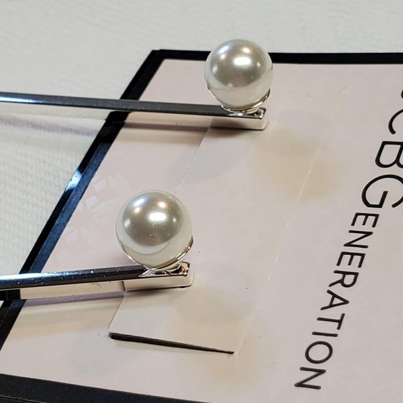 BCBGeneration Bar Drop Earrings Silvertone Set of - Picture 3 of 8